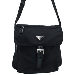 Prada Tessuto Crossbody messenger bag saffiano Leather Nero Black